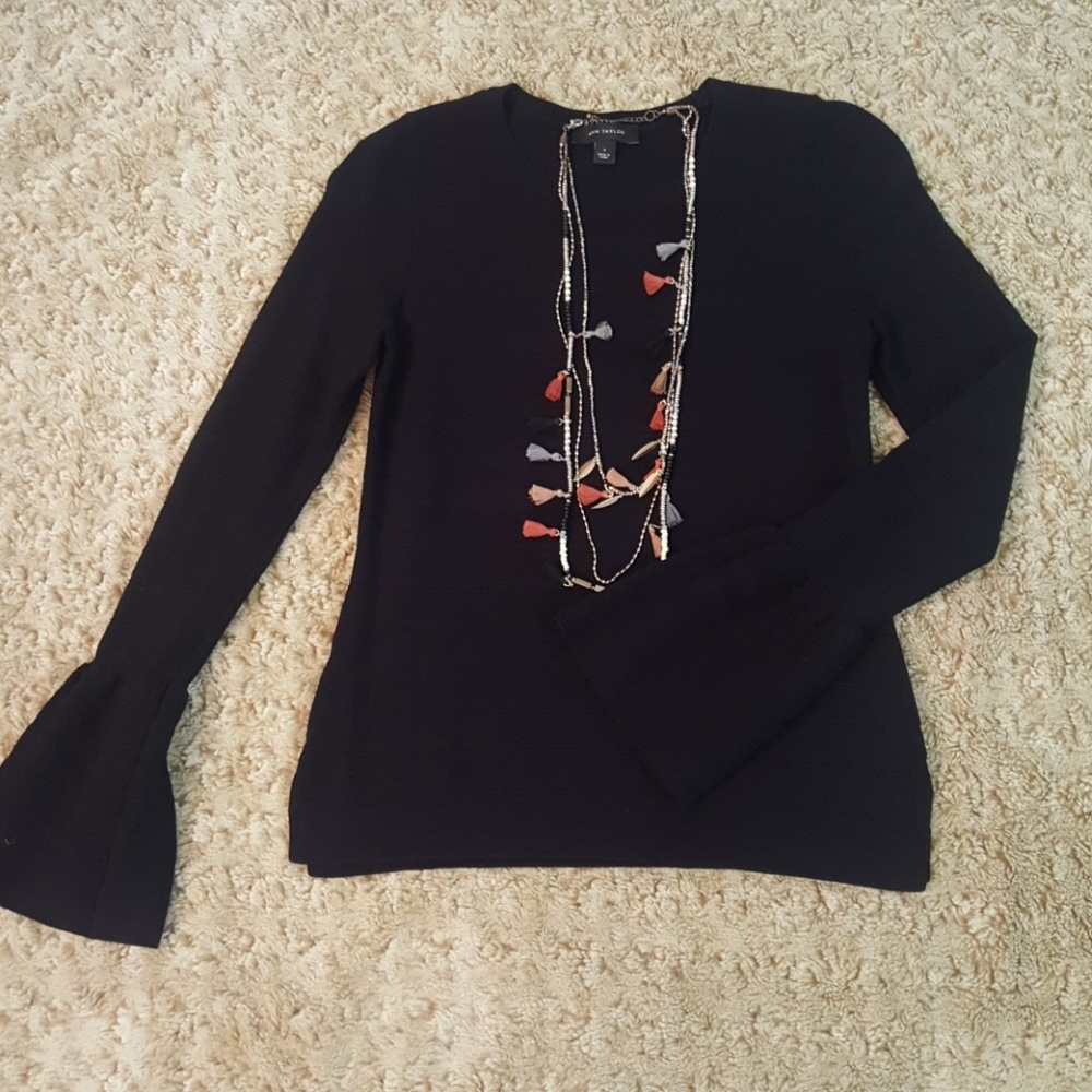 Ann Taylor black bell-sleeve top